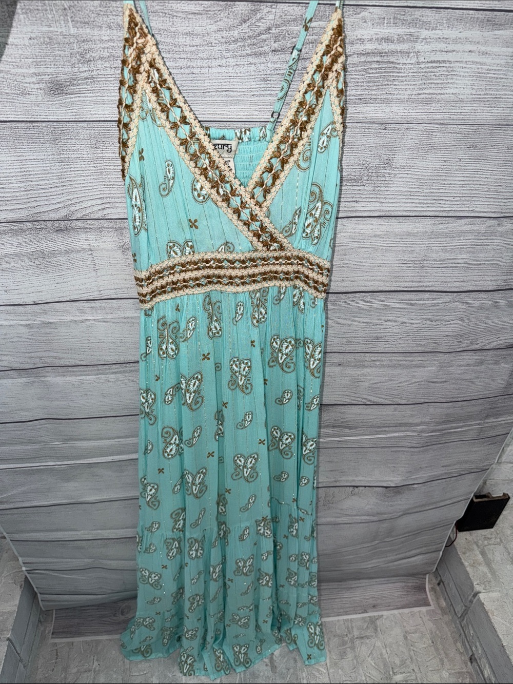 Sky Blue Embroidered Maxi Dress - Unbranded